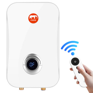 Instant Electric Tankless Water Heater 220/240V， FVSTR Small Smart Water Heater Self-Modulating No Standby Losses，Under Sink Kitchen Household Shower, Hot Water Output of 2.5 GPM (White 7KW)