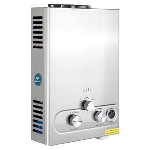 Tankless Water Heater Propane,1.6GPM 6L Portable Instant Hot Water Heater, Outdoor Use for RV, Camper Van, Camping Trailer, Cabin, Barn, Pool, Sliver