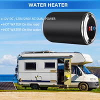 Dual Power Water Heater, 12V DC 200W/120V AC 1500W, 10L/15L, US Plug RV Tank Water Heater, Instant for RV, for Camper with Double Power Supply & Remote Controller CSA approved (Black-15L)