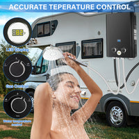 Tankless Water Heater Propane, 1.58GPM 5L Portable Instant Hot Water Heater, Outdoor Use for RV, Camper Van, Camping Trailer, Cabin, Barn, Pool, Black