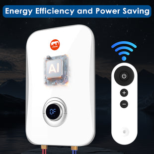 Instant Electric Tankless Water Heater 220/240V， FVSTR Small Smart Water Heater Self-Modulating No Standby Losses，Under Sink Kitchen Household Shower, Hot Water Output of 2.5 GPM (White 7KW)