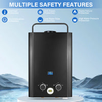 Tankless Water Heater Propane, 1.58GPM 5L Portable Instant Hot Water Heater, Outdoor Use for RV, Camper Van, Camping Trailer, Cabin, Barn, Pool, Black