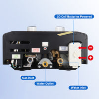 Tankless Water Heater Propane, 1.58GPM 5L Portable Instant Hot Water Heater, Outdoor Use for RV, Camper Van, Camping Trailer, Cabin, Barn, Pool, Black
