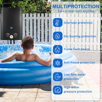 Tankless Water Heater Propane, 1.58GPM 5L Portable Instant Hot Water Heater, Outdoor Use for RV, Camper Van, Camping Trailer, Cabin, Barn, Pool, Black