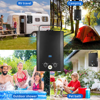 Tankless Water Heater Propane, 1.58GPM 5L Portable Instant Hot Water Heater, Outdoor Use for RV, Camper Van, Camping Trailer, Cabin, Barn, Pool, Black