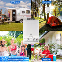 Tankless Water Heater Propane,1.6GPM 6L Portable Instant Hot Water Heater, Outdoor Use for RV, Camper Van, Camping Trailer, Cabin, Barn, Pool, Sliver