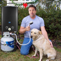Tankless Water Heater Propane, 1.58GPM 5L Portable Instant Hot Water Heater, Outdoor Use for RV, Camper Van, Camping Trailer, Cabin, Barn, Pool, Black