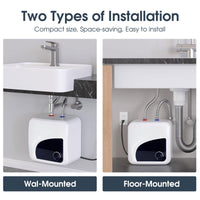 FVSTR Electric Hot Water Heater 120V Small Compact Tank Storage,Rv Tr 2.16 Gallon Trailer 1.5KW Kitchen Instant Under Sink Counter,1 PCs 16” Long 1/2”FIP Stainless Steel Water Hose