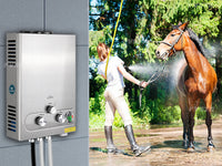 Tankless Water Heater Propane,1.6GPM 6L Portable Instant Hot Water Heater, Outdoor Use for RV, Camper Van, Camping Trailer, Cabin, Barn, Pool, Sliver