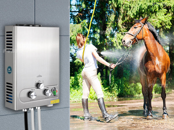 Tankless Water Heater Propane,1.6GPM 6L Portable Instant Hot Water Heater, Outdoor Use for RV, Camper Van, Camping Trailer, Cabin, Barn, Pool, Sliver