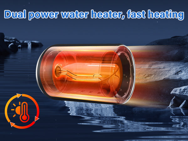 Dual Power Water Heater, 12V DC 200W/120V AC 1500W, 10L/15L, US Plug RV Tank Water Heater, Instant for RV, for Camper with Double Power Supply & Remote Controller CSA approved (Black-15L)